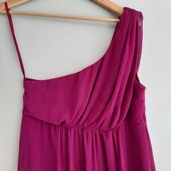 FORCAST \ One Shoulder Empire Waist Maxi Dress Pink Sz 10 Flawed - Picture 2 of 15